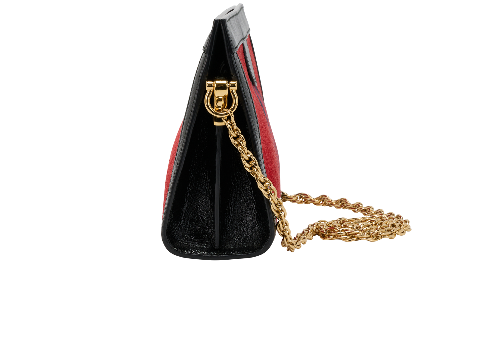 Ophidia Chain Crossbody, &pound;695, Handbags, Black/Red, Leather/Suede, Bottom view